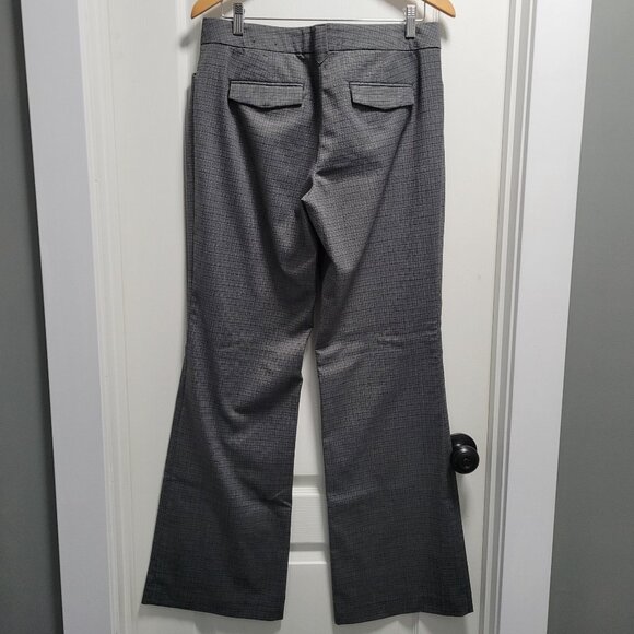 Express Editor Gray Plaid Straight Leg Pockets Career Pants Bottoms 10L Long - Picture 2 of 6
